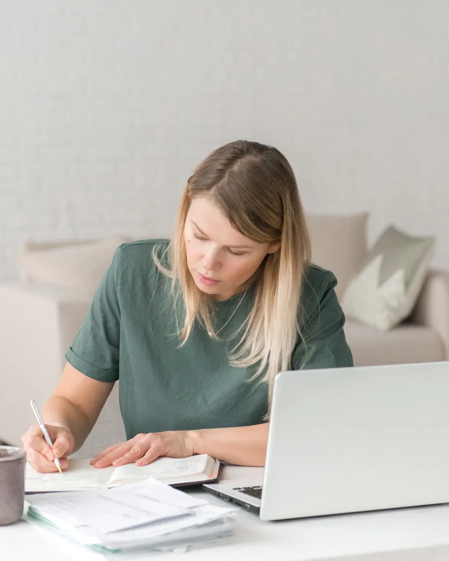 Studying for a real estate licensing exam at home